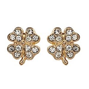 🍀Crystal & Goldtone 4 Leaf Clover Earrings🍀